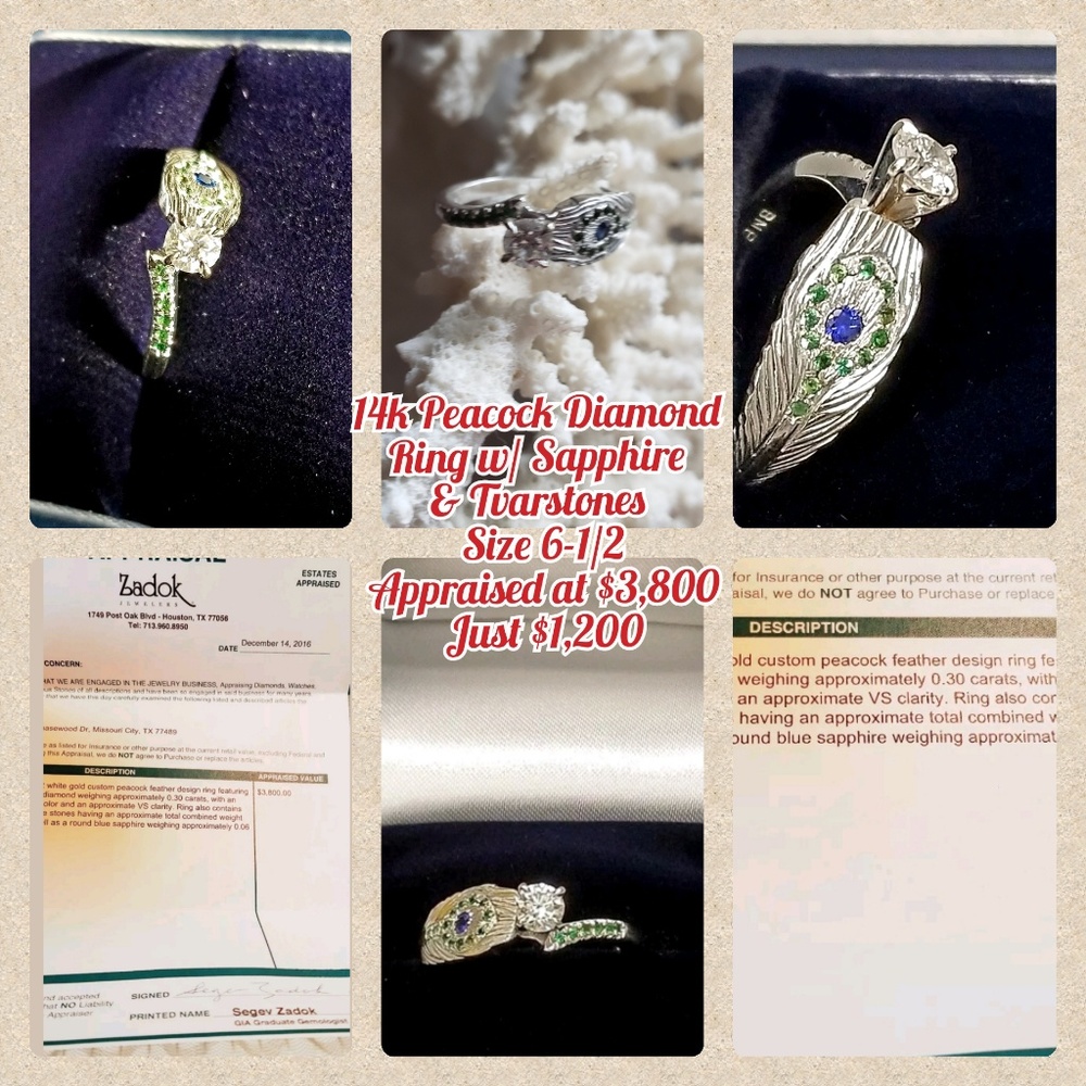 14kt Peacock Wedding Band Appraised $3800